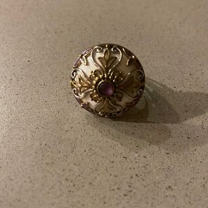 Silver Echo of the Dreamer Ring Sterling Bronze Amethyst White Agate Enamel